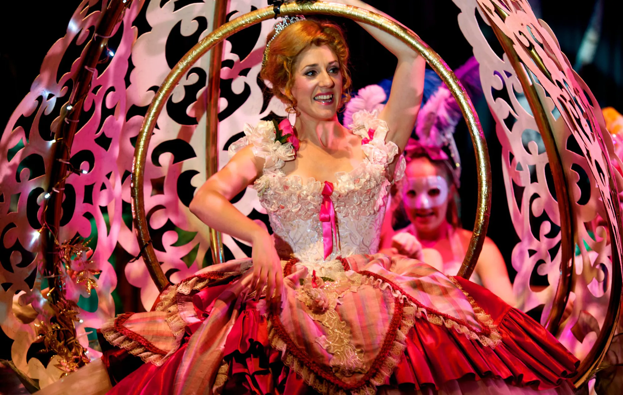 Cinderella arriving in an ornate carriage in Cinderella: Enchanted.