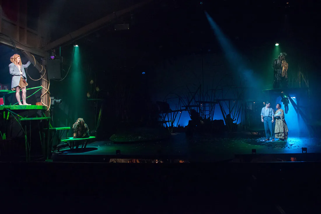 A wide dramatic tableau from Tarzan at Berkeley Playhouse.
