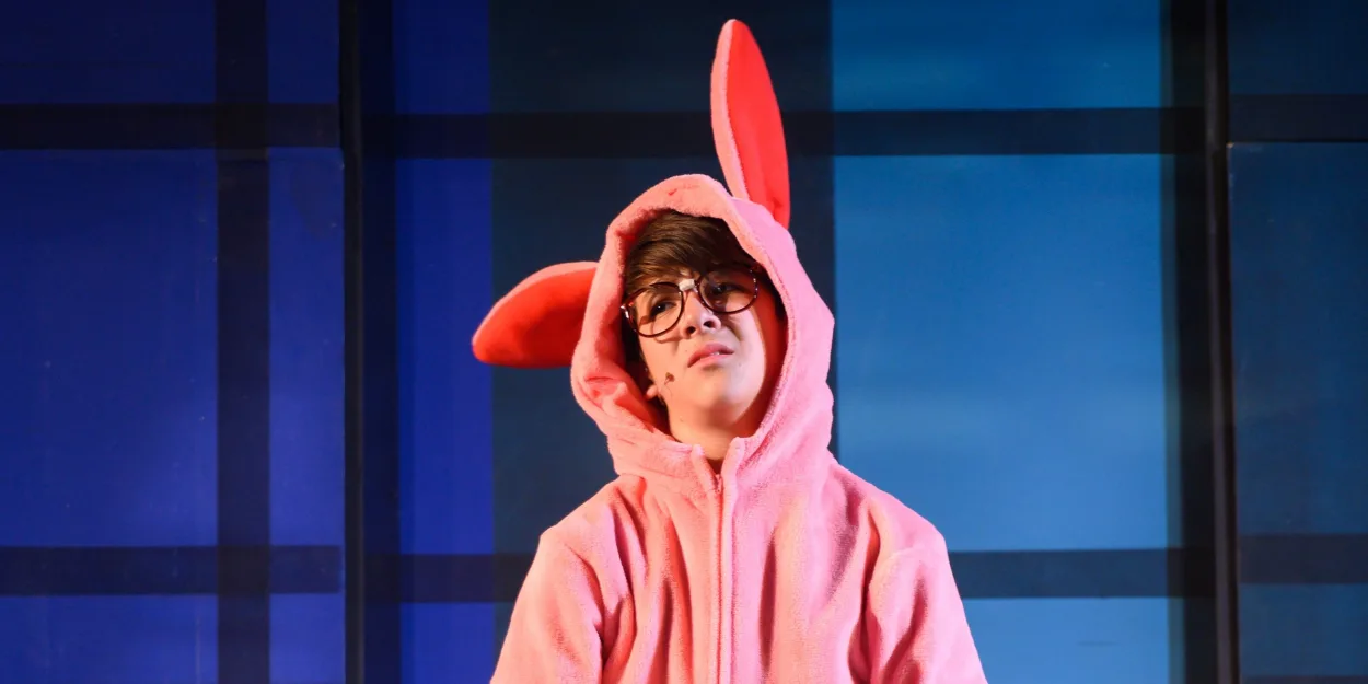Ralphie wearing the pink bunny suit in A Christmas Story.